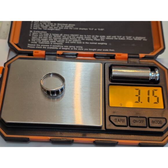 Sterling Silver & Black Onyx Inlay Ring Size 7 - Picture 4 of 9